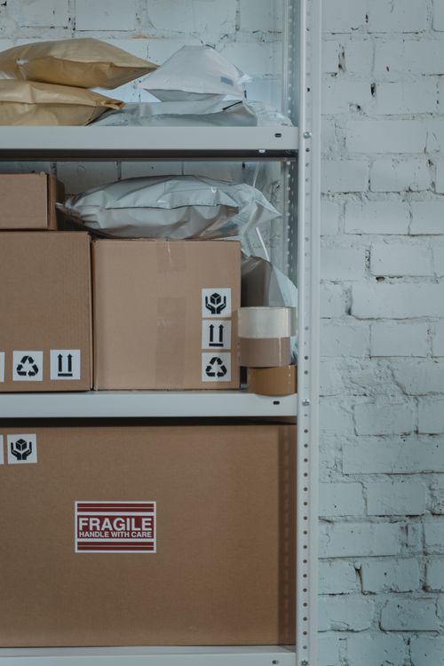QR code labels on home storage shelves and backup bins
